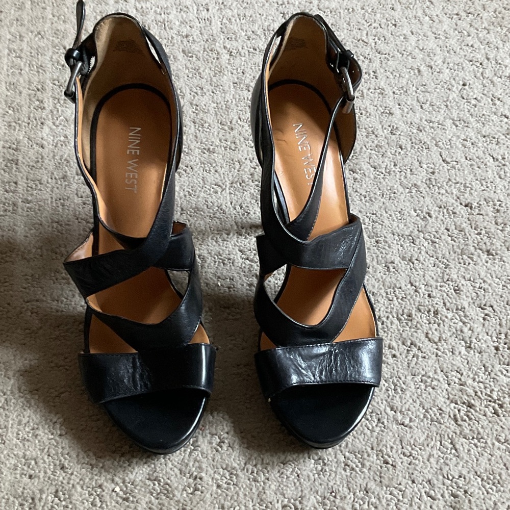 Nine West Black Strappy Heels